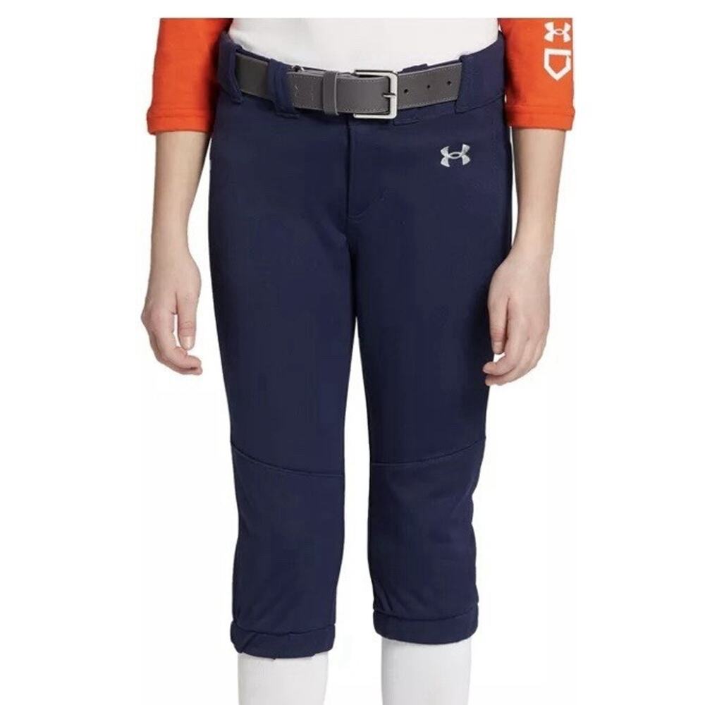 Under Armour Youth Medium Softball Game Performance 3/4 Pants Navy Blue R7